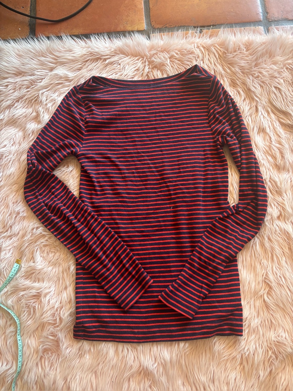 GAP Red and Navy Striped Crew Tee